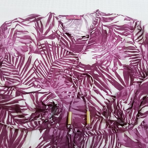 MODAPHINAN Bohemian Leaf Print Maxi Dress Long Sleeves - Picture 5 of 10